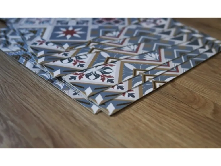 Tulup PVC Fliesen Selbstklebende 30 cm x 30 cm Set von 9 Klassische Klebefliesen Vinyl Bodenfliesen Klebefliesen für Küche Fischgrät