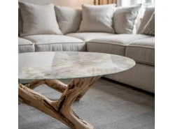 Tulup Tischplatte Edler Marmor mit Adern Tischplatte aus Glas 90x90 cm Weiß Tischplatte Runde Tischplatte Glas für Tischplatte