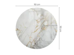 Tulup Tischplatte Edler Marmor mit Adern Tischplatte aus Glas 90x90 cm Weiß Tischplatte Runde Tischplatte Glas für Tischplatte