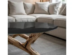 Tulup Tischplatte Farbe Schwarz Glatt Couchtischplatte 70x70 cm Schwarz Tischplatte Glasplatte für Runden Tisch Tischplatte