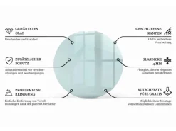Tulup Tischplatte Glasplatte für Tisch 80x80 cm Glasplatte Tisch Transparent Glasplatte für Runden Tisch Glastischplatte Transparent