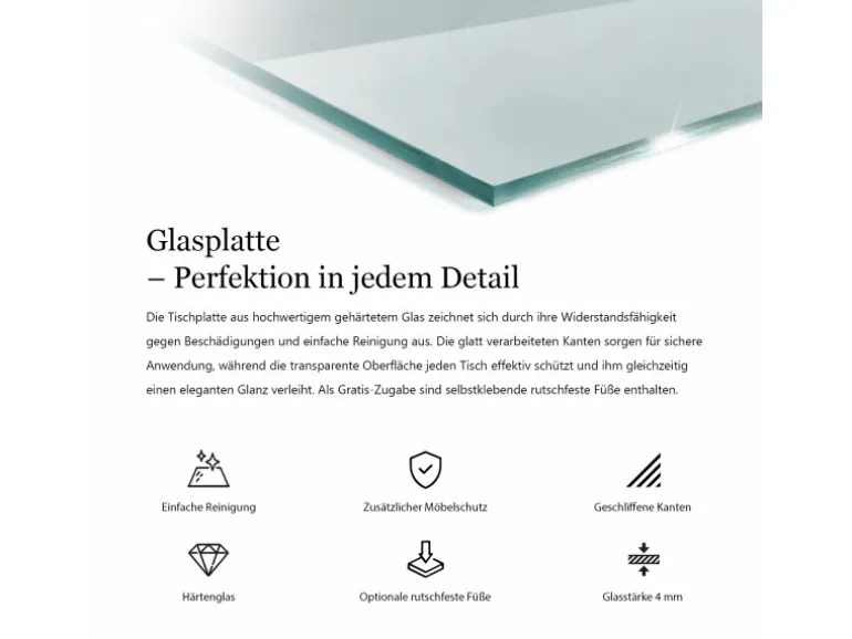 Tulup Tischplatte Klare Glastischplatte 140x70 cm Glastischplatte Transparent Rechteckige Glasplatte für Tisch Transparente Glastischplatte