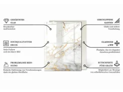 Tulup Tischplatte Marmor-Texturmuster Tischplatte 120x60 cm Cremig Tischplatte Rechteckige Glasplatte für Tisch Glastischplatte