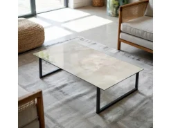 Tulup Tischplatte Marmor-Texturmuster Tischplatte 120x60 cm Cremig Tischplatte Rechteckige Glasplatte für Tisch Glastischplatte