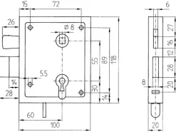 Universal-Kastenschloss Buntbart hebende Falle