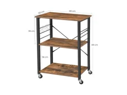 Vasagle Küchenregal mit Rollen 40 cm x 60 cm x 89 cm Braun-Schwarz