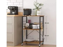 Vasagle Küchenregal mit Rollen 40 cm x 60 cm x 89 cm Braun-Schwarz