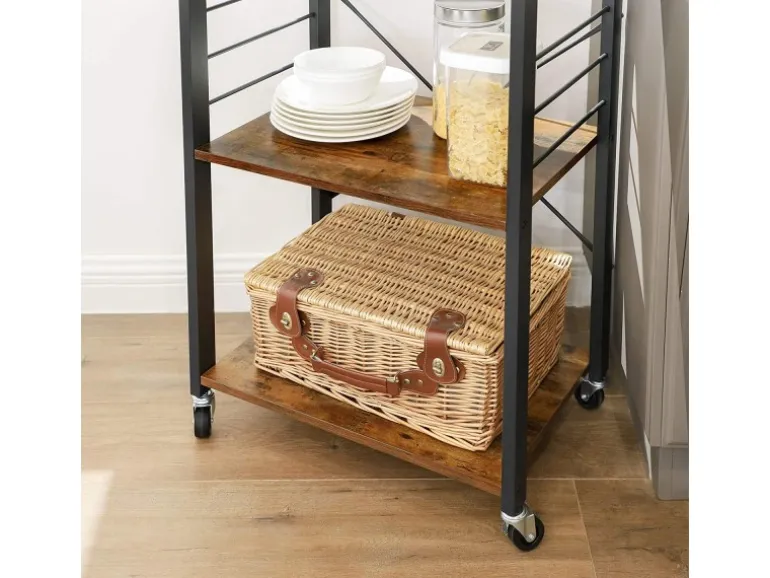Vasagle Küchenregal mit Rollen 40 cm x 60 cm x 89 cm Braun-Schwarz