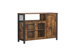 Vasagle Küchenschrank 3 Türen 33 cm x 110 cm x 75 cm Braun-Schwarz