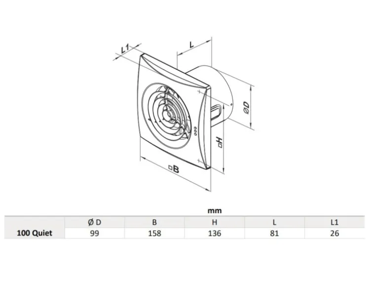 VENTS Axialer Abluftventilator Für Wand & Decke Quiet 100 T Mit Nachlauf