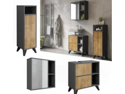 Vicco Badmöbel-Set Leano Anthrazit/Bergeiche 3 Teile