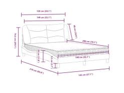 vidaXL Bett mit Matratze Schwarz 140x200 cm Stoff Modell 12007275