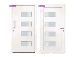 vidaXL Haustür Aluminium und PVC Weiß 100x200 cm 3056821