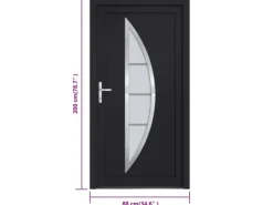 vidaXL Haustür Anthrazit 88x200 cm PVC 3187873