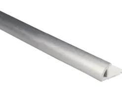 Viertelkreis-Abschlussprofil PVC foliert Silber gebürstet 10 mm x 2,5 m