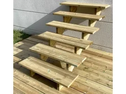 Vinuovo Außentreppe Holz 6 Stufen 100cm ohne Setzstufen