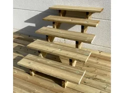 Vinuovo Außentreppe Holz 5 Stufen 100cm ohne Setzstufen