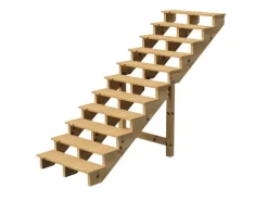 Vinuovo Außentreppe Holz 11 Stufen 140cm ohne Setzstufen