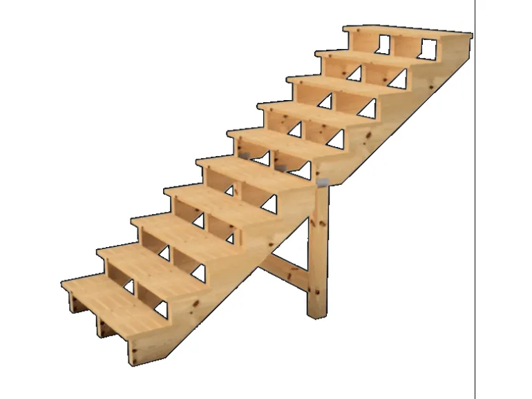 Vinuovo Außentreppe Holz 10 Stufen 100cm ohne Setzstufen