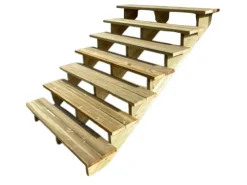 Vinuovo Außentreppe Holz 7 Stufen 120cm ohne Setzstufen