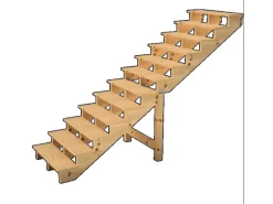 Vinuovo Außentreppe Holz 12 Stufen 100cm ohne Setzstufen