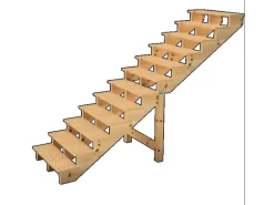 Vinuovo Außentreppe Holz 12 Stufen 100cm ohne Setzstufen