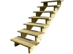 Vinuovo Außentreppe Holz 7 Stufen 60cm ohne Setzstufen