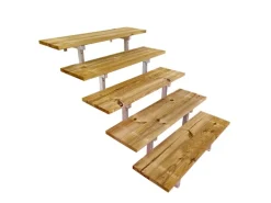 Vinuovo Außentreppe Stahl Oslo 5 Stufen Holz 80cm