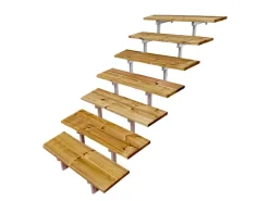 Vinuovo Außentreppe Stahl Oslo 7 Treppenstufen Holz 80cm