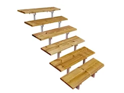 Vinuovo Außentreppe Stahl Oslo 6 Treppenstufen Holz 100cm