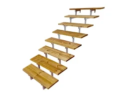 Vinuovo Außentreppe Stahl Oslo 8 Treppenstufen Holz 100cm