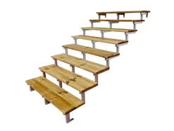 Vinuovo Außentreppe Stahl Oslo 8 Treppenstufen Holz 160cm