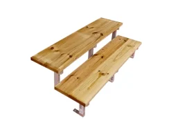 Vinuovo Terrassentreppe Stahl Oslo 2 Stufen Holz 160cm