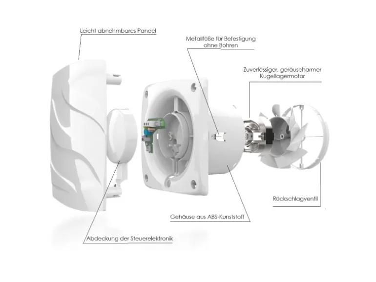 VLANO Badlüfter ALTO 100 TH Black mit Nachlauf & Feuchtigkeitssensor