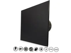 VLANO Badlüfter EOS 100 BK mit Echtglasfront, Rückschlagklappe