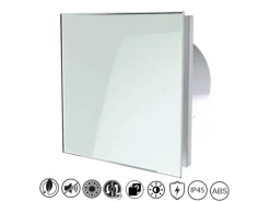 VLANO Badlüfter EOS 100 WH mit Echtglasfront, Rückschlagklappe