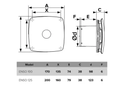 VLANO Badventilator ENSO 100 Dark mit Rückschlagventil Dunkelgrau-Metallic