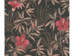 Vliestapete Blumen Dschungel Matt Leicht Strukturiert Braun Rot FSC®