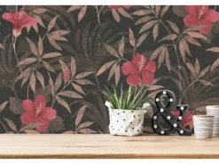 Vliestapete Blumen Dschungel Matt Leicht Strukturiert Braun Rot FSC®
