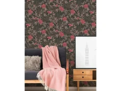 Vliestapete Blumen Dschungel Matt Leicht Strukturiert Braun Rot FSC®