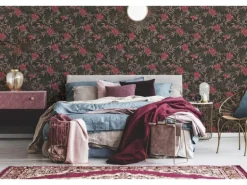 Vliestapete Blumen Dschungel Matt Leicht Strukturiert Braun Rot FSC®