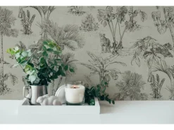 Vliestapete Dschungel Matt Leicht Strukturiert Braun Schwarz FSC®