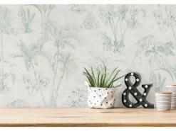 Vliestapete Dschungel Matt Leicht Strukturiert Grau Grün FSC®