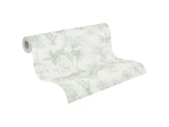 Vliestapete Dschungel Matt Leicht Strukturiert Grau Grün FSC®