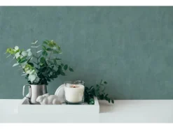 Vliestapete Uni Matt Leicht Strukturiert Blau Grün FSC®