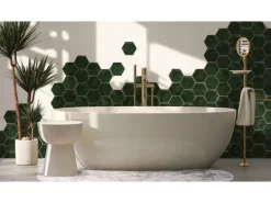 Wandfliese Antik Hexagon Steingut Moos Glasiert Glänzend 15 cm x 17,5 cm