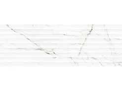 Wandfliese Dekor Torano Glasiert Weiß Glänzend Rektifiziert 33,3 cm x 100 cm