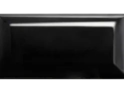 Wandfliese Metro Facette Schwarz Glasiert Glänzend 7,5 cm x 15 cm