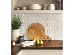 Wandfliese Metro Steingut Weiß Glasiert Glänzend 7,5 cm x 15 cm