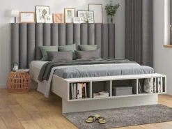 Wandkissen Bolster 120 cm x 15 cm Dunkelgrau Struktur